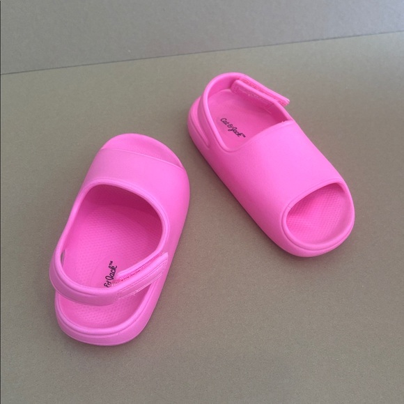 Cat & Jack NEON Pink slides with velcro strap! NWOT - Picture 4 of 4